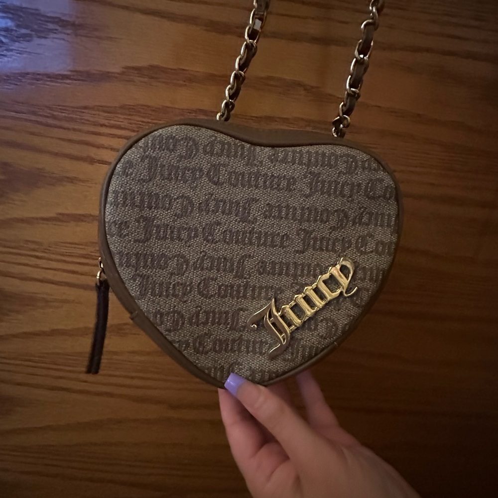 Juicy Couture Brown and Gold Crossbody Bag with Heart Shape